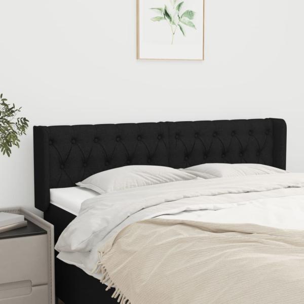 ARDEBO.de - Kopfteil mit Ohren Schwarz 147x16x78/88 cm Stoff