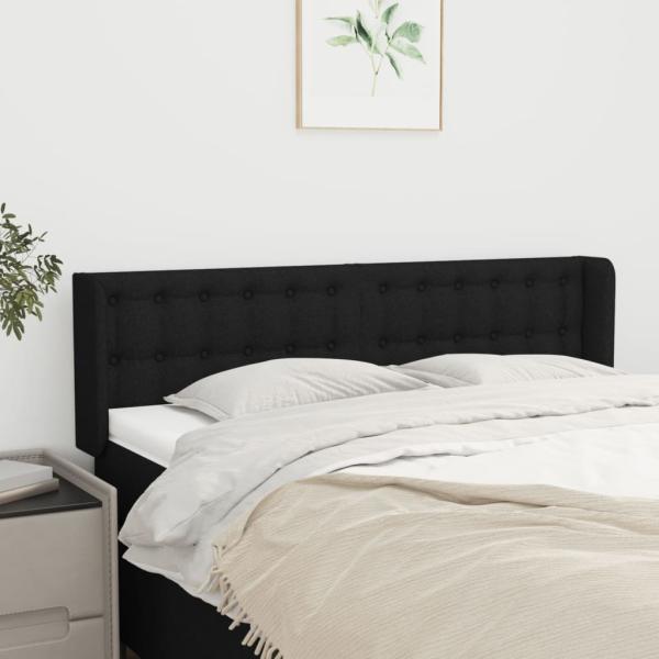 ARDEBO.de - Kopfteil mit Ohren Schwarz 147x16x78/88 cm Stoff
