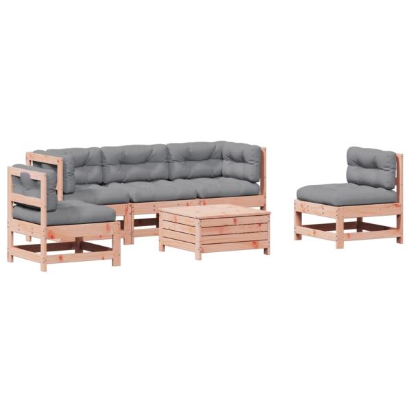 6-tlg. Garten-Lounge-Set mit Kissen Massivholz Douglasie