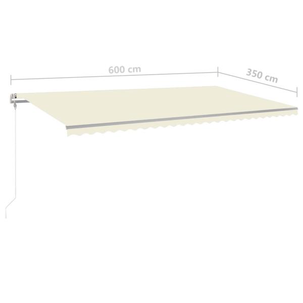 Gelenkarmmarkise Einziehbar mit Pfosten 6x3,5 m Cremeweiß