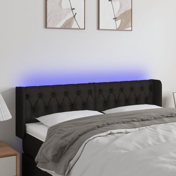 ARDEBO.de - LED Kopfteil Schwarz 163x16x78/88 cm Stoff