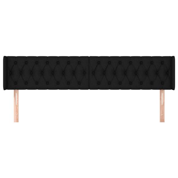 Kopfteil mit Ohren Schwarz 203x16x78/88 cm Stoff