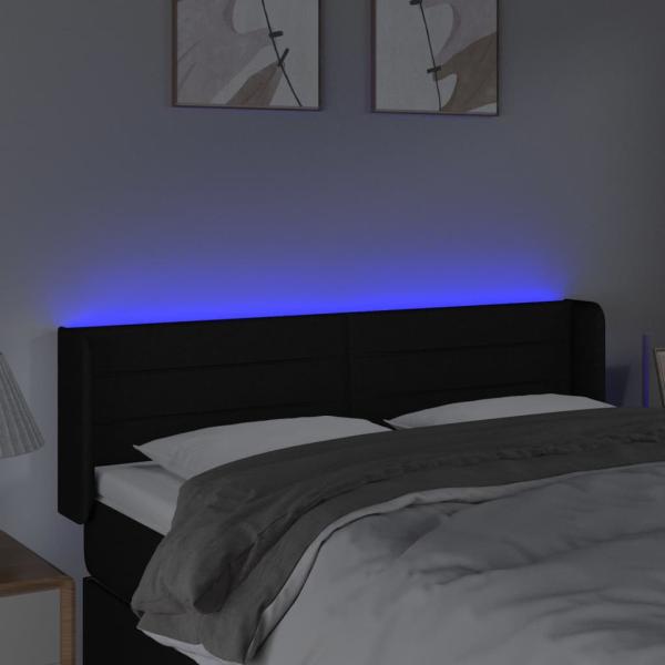 LED Kopfteil Schwarz 147x16x78/88 cm Stoff