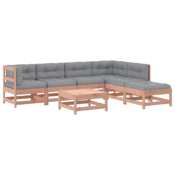 7-tlg. Garten-Lounge-Set mit Kissen Massivholz Douglasie