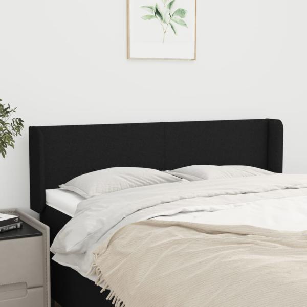 ARDEBO.de - Kopfteil mit Ohren Schwarz 147x16x78/88 cm Stoff