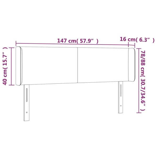 Kopfteil mit Ohren Schwarz 147x16x78/88 cm Stoff