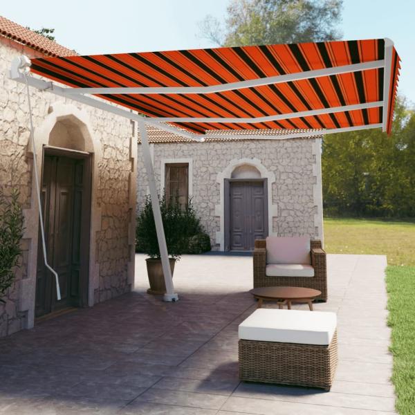 ARDEBO.de - Standmarkise Manuell Einziehbar 600x350 cm Orange/Braun