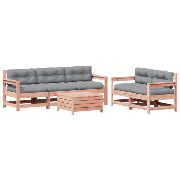 6-tlg. Garten-Lounge-Set mit Kissen Massivholz Douglasie