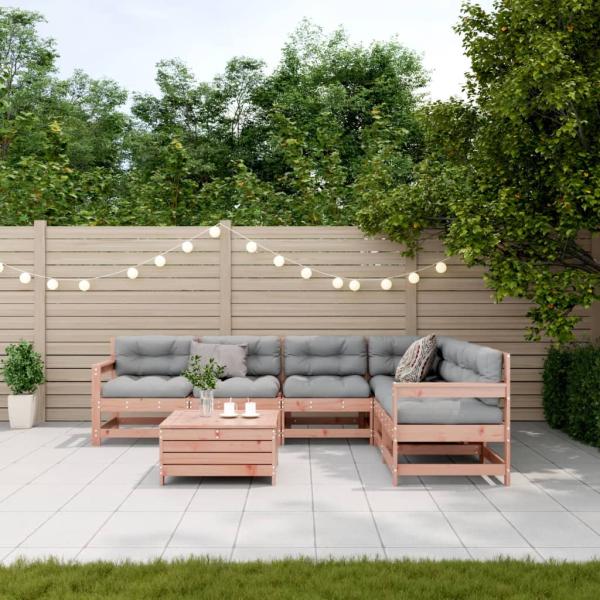 7-tlg. Garten-Lounge-Set mit Kissen Massivholz Douglasie