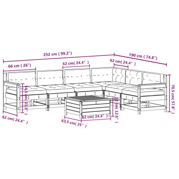 7-tlg. Garten-Lounge-Set mit Kissen Massivholz Douglasie
