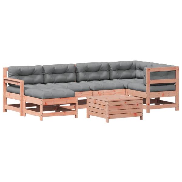 7-tlg. Garten-Lounge-Set mit Kissen Massivholz Douglasie