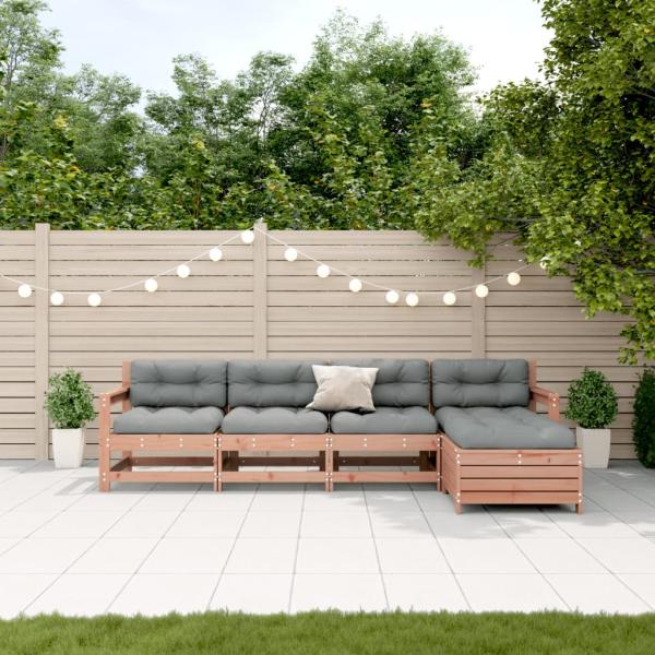 ARDEBO.de - 5-tlg. Garten-Lounge-Set mit Kissen Massivholz Douglasie