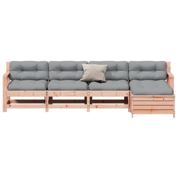5-tlg. Garten-Lounge-Set mit Kissen Massivholz Douglasie