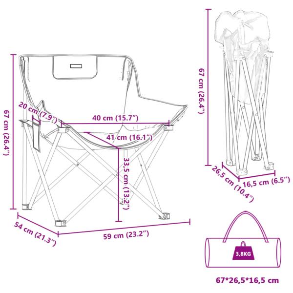 Campingstühle 2 Stk. mit Tasche Klappbar Braun