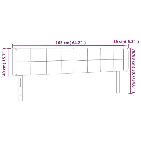 LED Kopfteil Dunkelbraun 163x16x78/88 cm Stoff