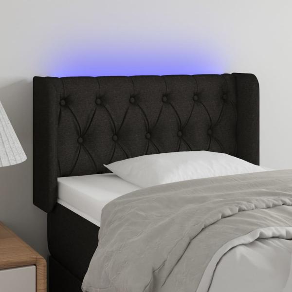 ARDEBO.de - LED Kopfteil Schwarz 83x16x78/88 cm Stoff