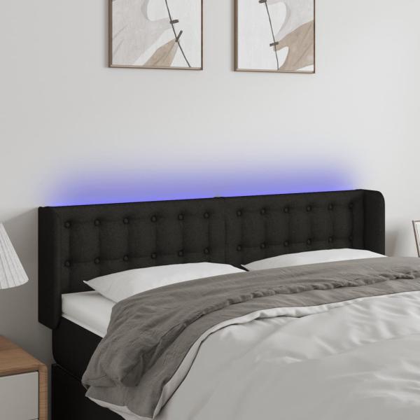 ARDEBO.de - LED Kopfteil Schwarz 147x16x78/88 cm Stoff