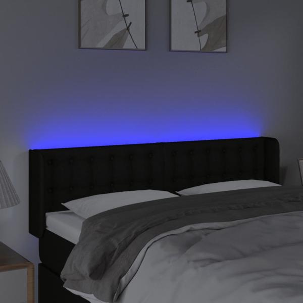 LED Kopfteil Schwarz 147x16x78/88 cm Stoff