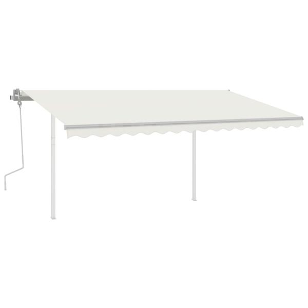 Markise Manuell Einziehbar mit Pfosten 4x3,5 m Creme