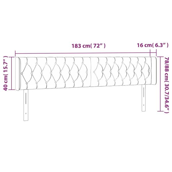 Kopfteil mit Ohren Schwarz 183x16x78/88 cm Stoff