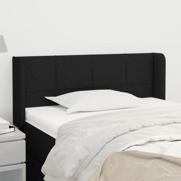 ARDEBO.de - Kopfteil mit Ohren Schwarz 93x16x78/88 cm Stoff