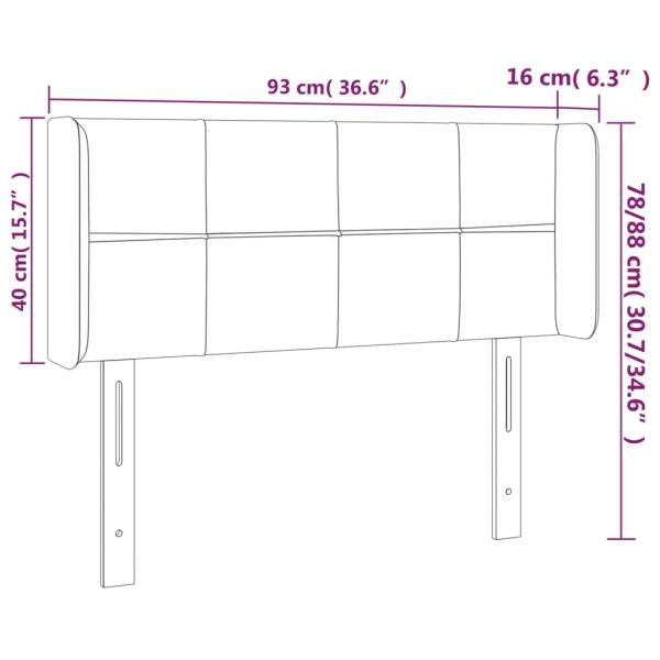 Kopfteil mit Ohren Schwarz 93x16x78/88 cm Stoff