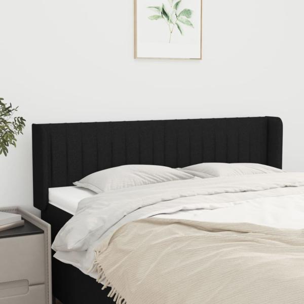 ARDEBO.de - Kopfteil mit Ohren Schwarz 147x16x78/88 cm Stoff