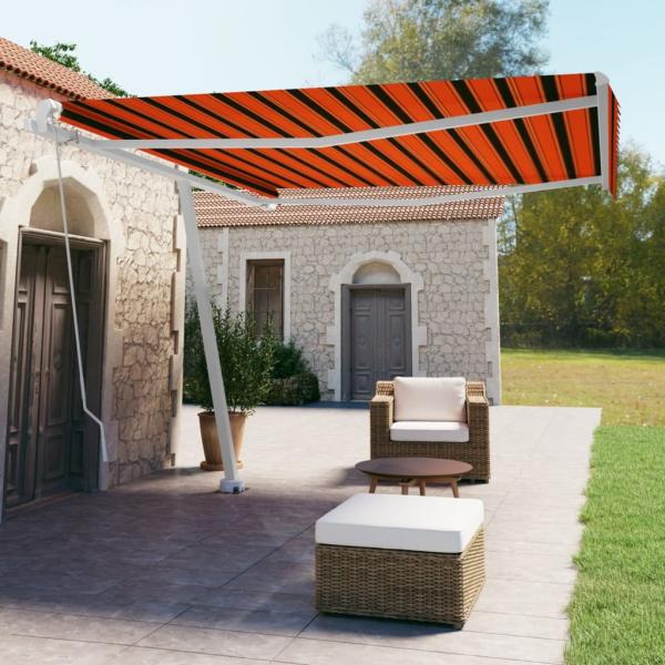ARDEBO.de - Standmarkise Manuell Einziehbar 400x350 cm Orange/Braun