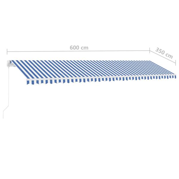 Standmarkise Manuell Einziehbar 600x350 cm Blau/Weiß