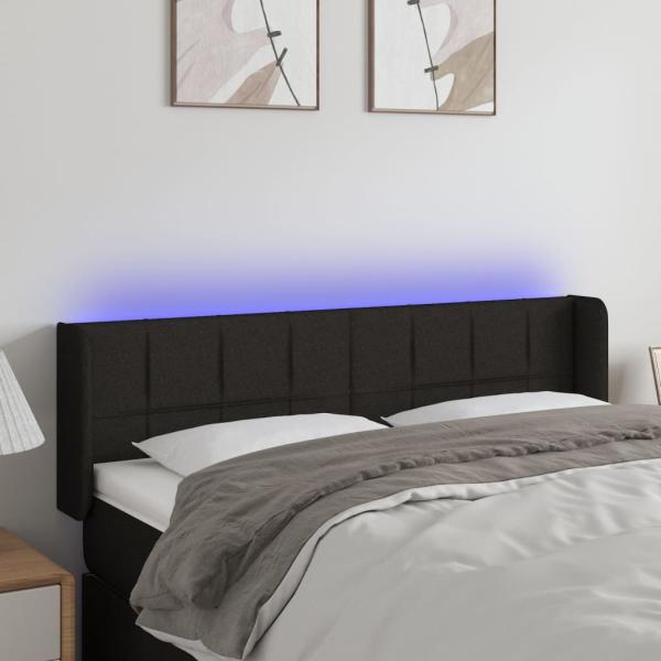 ARDEBO.de - LED Kopfteil Schwarz 147x16x78/88 cm Stoff