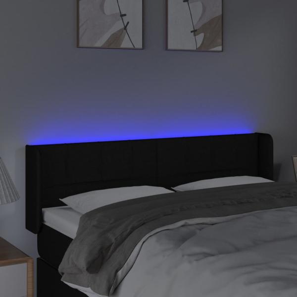 LED Kopfteil Schwarz 147x16x78/88 cm Stoff