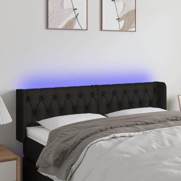 ARDEBO.de - LED Kopfteil Schwarz 147x16x78/88 cm Stoff