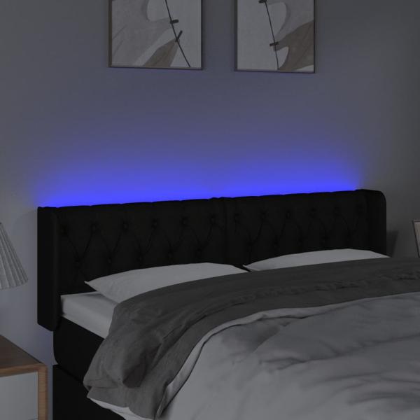 LED Kopfteil Schwarz 147x16x78/88 cm Stoff