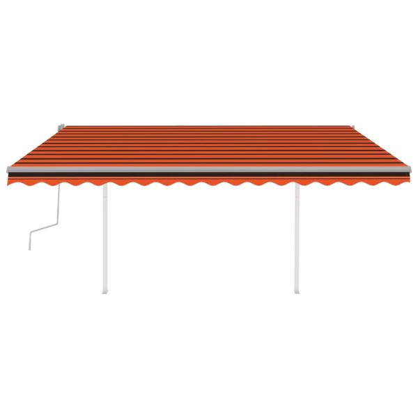 Markise Manuell Einziehbar mit Pfosten 4,5x3 m Orange & Braun