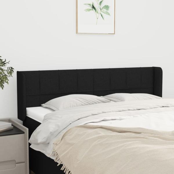 ARDEBO.de - Kopfteil mit Ohren Schwarz 147x16x78/88 cm Stoff