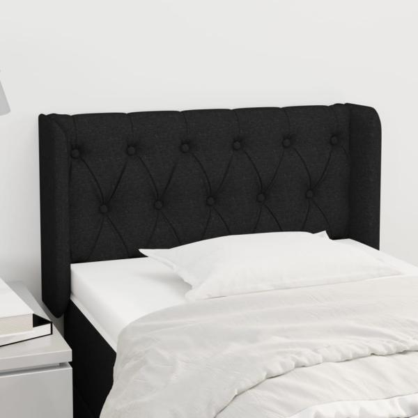 ARDEBO.de - Kopfteil mit Ohren Schwarz 83x16x78/88 cm Stoff