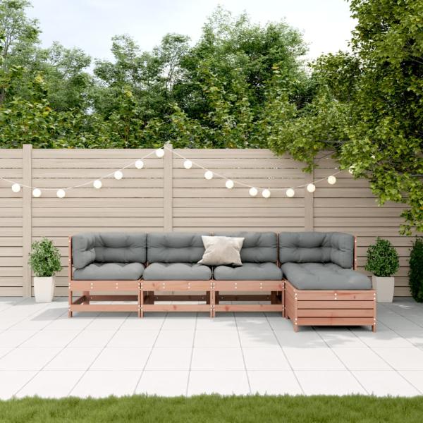 ARDEBO.de - 5-tlg. Garten-Lounge-Set mit Kissen Massivholz Douglasie