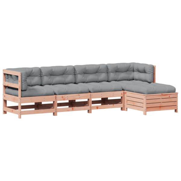 5-tlg. Garten-Lounge-Set mit Kissen Massivholz Douglasie