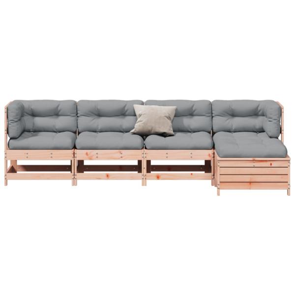 5-tlg. Garten-Lounge-Set mit Kissen Massivholz Douglasie