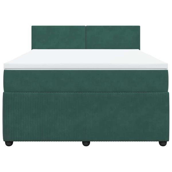 Boxspringbett mit Matratze Dunkelgrün 140x190 cm Samt