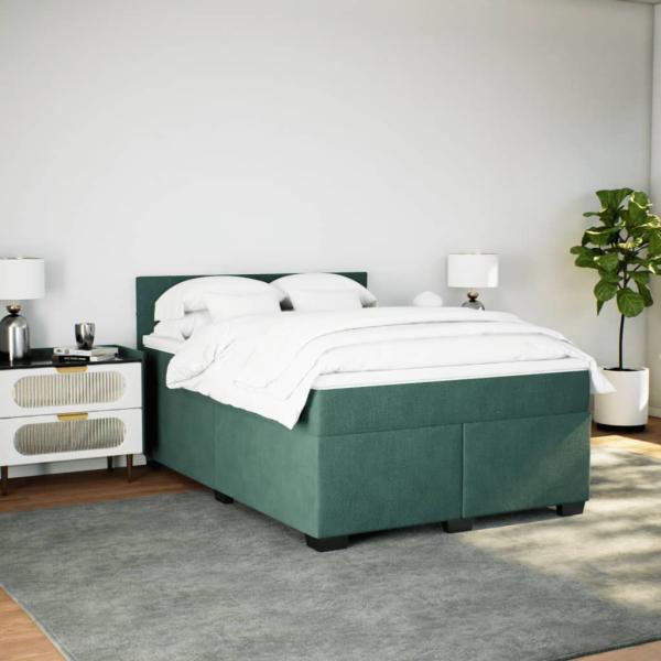 Boxspringbett mit Matratze Dunkelgrün 140x190 cm Samt