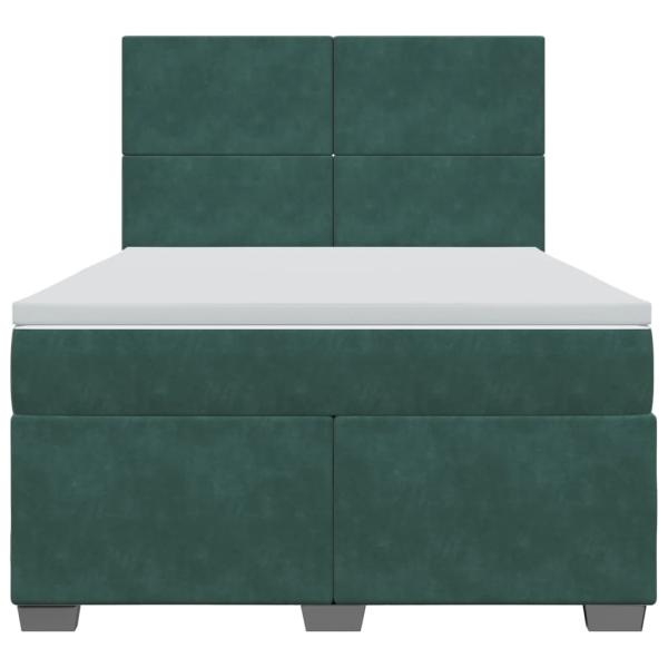 Boxspringbett mit Matratze Dunkelgrün 140x190 cm Samt