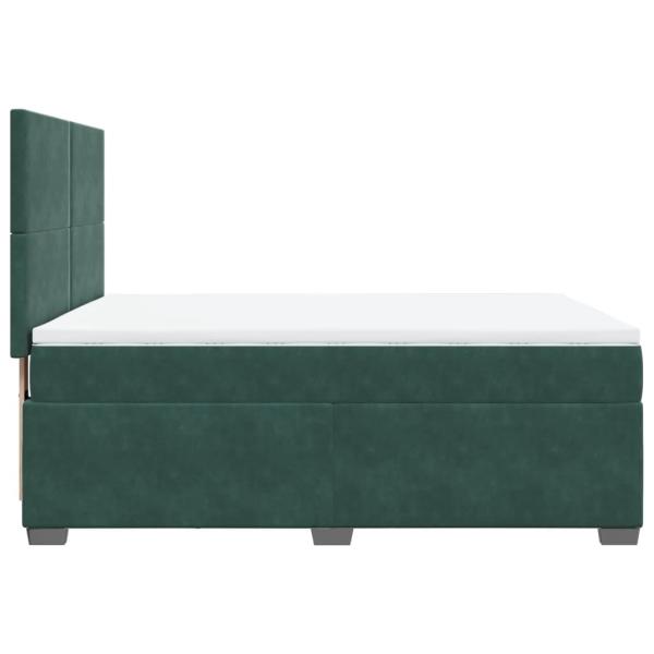 Boxspringbett mit Matratze Dunkelgrün 140x190 cm Samt