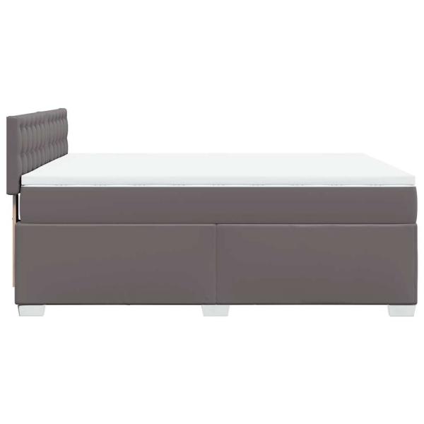 Boxspringbett mit Matratze Grau 140x190 cm Kunstleder