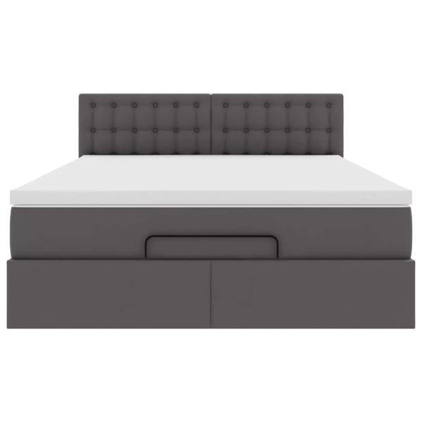 Ottoman-Bett mit Matratze Grau 140x190 cm Kunstleder