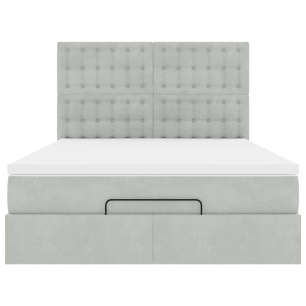 Ottoman-Bett mit Matratzen & LEDs Hellgrau 140x190 cm Samt