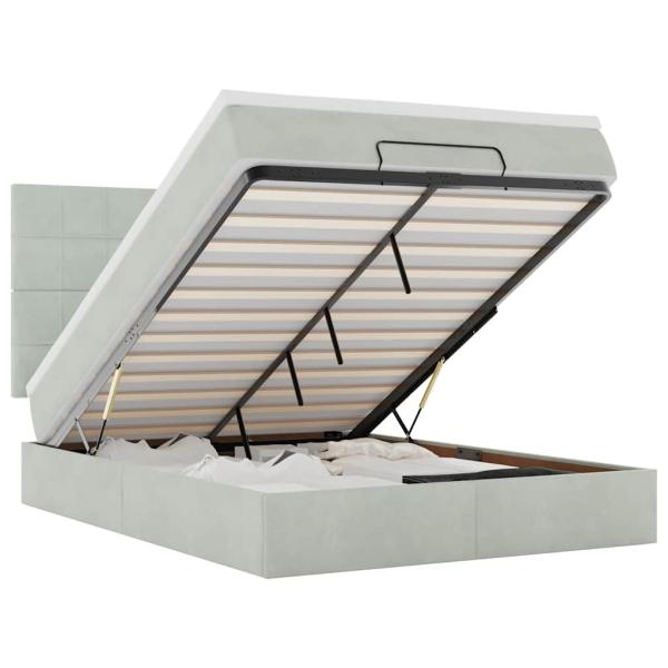 Ottoman-Bett mit Matratzen & LEDs Hellgrau 140x190 cm Samt