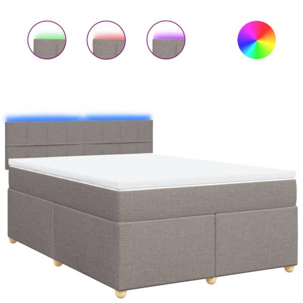 Boxspringbett mit Matratze Taupe 140x190 cm Stoff