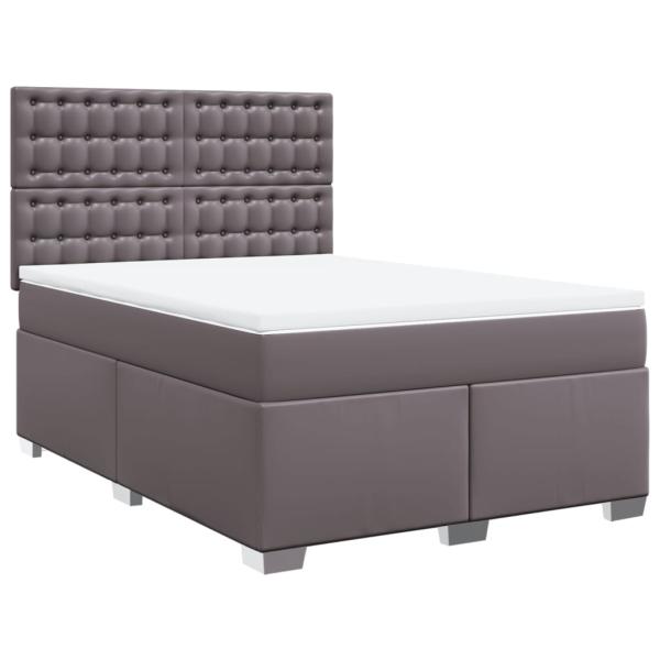 Boxspringbett mit Matratze Grau 140x190 cm Kunstleder
