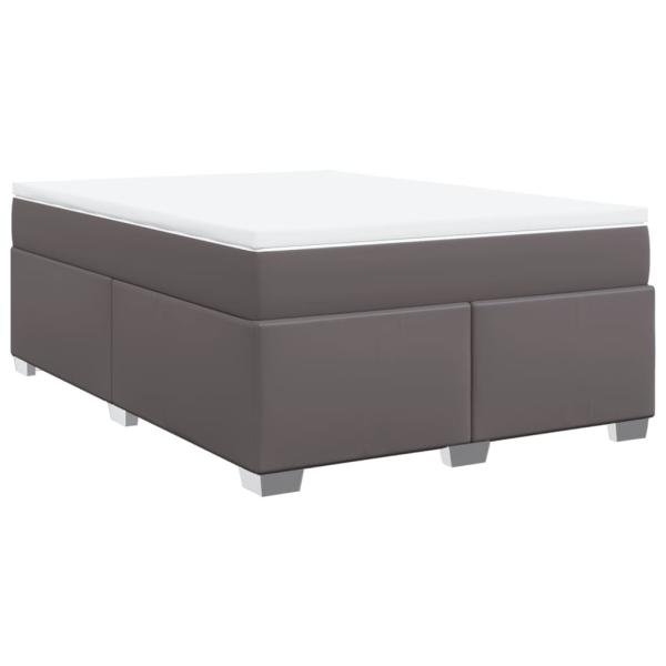 Boxspringbett mit Matratze Grau 140x190 cm Kunstleder